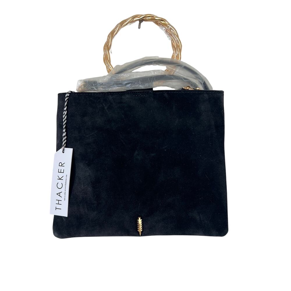 Thacker NYC Ring Handle Bag – Black Suede & Leather